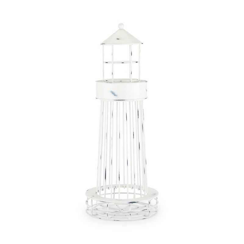 Twine 5599 Lighthouse Wine Cork Holder and Farmhouse Home Decor Kitchen Accessory, Set of 1, White, 1 of 9