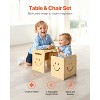 VEVOR Montessori Weaning Table and Chair Set, 3 In 1 Wooden Toddler Table and Chairs with Chalkboard, Adjustable Height Table for Ages 1-5,Natural - 3 of 4