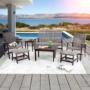 Jiallo Vineyard Collection Conversation set Armchair, Loveseat, Ottoman, End Table  and Coffee Table - 1 of 4