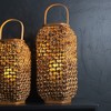 Woven Wicker Lantern with Glass Insert – 20" Tall Decorative Candle Holder by Melrose - 3 of 3