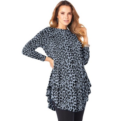 Roaman's Women's Plus Size Boatneck Swing Ultra Drape Tunic