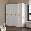 TiramisuBest Wardrobe Armoire, 2-Door Closet with Drawers & Hanging Rod, Twill Wooden Storage Cabinet, Modern White, 20.4"D x 31.5"W x 76.77"H - 2 of 4