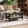 HOMCOM Glass Coffee Table, Modern Farmhouse Center Table with Storage, Side Table for Living Room with Classic X-Bar Style Sides, Black - 3 of 4