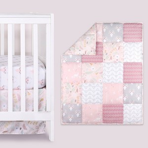 The Peanutshell Meadow Baby Crib Bedding Set - Pink Floral - 3pc - 1 of 4
