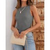 Womens Summer Tops Knit Rib Tank Tops Causal Sleeveless Tops Round Neck Knitwear Slim Fit Pullover Sweater Tank Tops - 3 of 4