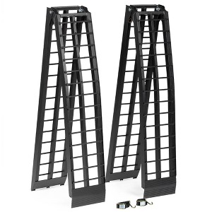 Titan Ramps 2 Pack 9 Foot Folding ATV Loading Ramps, Arched Aluminum Design, Portable and Heavy Duty with 1,200 Pound Weight Capacity, Black - 1 of 4