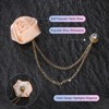 Unique Bargains Cloth Flower Lapel Pin with Gold Badge Tassel Chain for Men Wedding 1.57 inch 2 Pcs - 2 of 4
