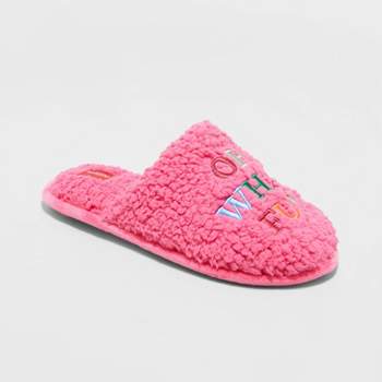 Women's Holiday Oh What Fun! Scuff Slippers - Wondershop™ Pink