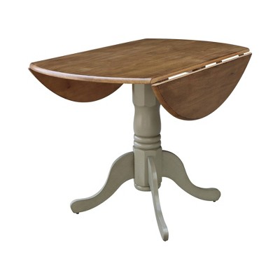 Casual Round Wood Extendable Dining Table in Distressed Hickory