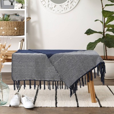 Navy and Gray Cotton Urban Cityscape Throw Blanket