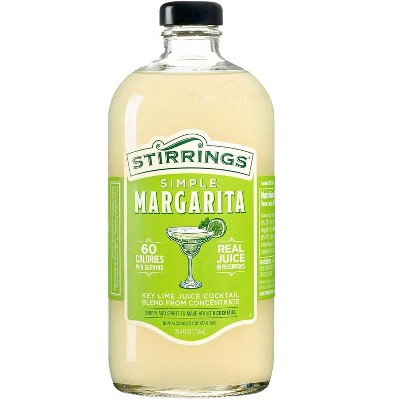 Stirrings Simple Margarita Cocktail Mix 750ml Bottles - Real Juice No Preservatives - 60 Calories - Drink Mixer
