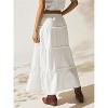 Women's Boho Maxi Skirt - Flowy Flared Ruffle Design for Summer & Going Out Outfits White Black - 2 of 4