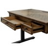 Porter Traditional Wood Electronic Sit/Stand Desk Brown - Martin Furniture: Herringbone Pattern, Gold Undertones, All Purpose Drawer - 3 of 4