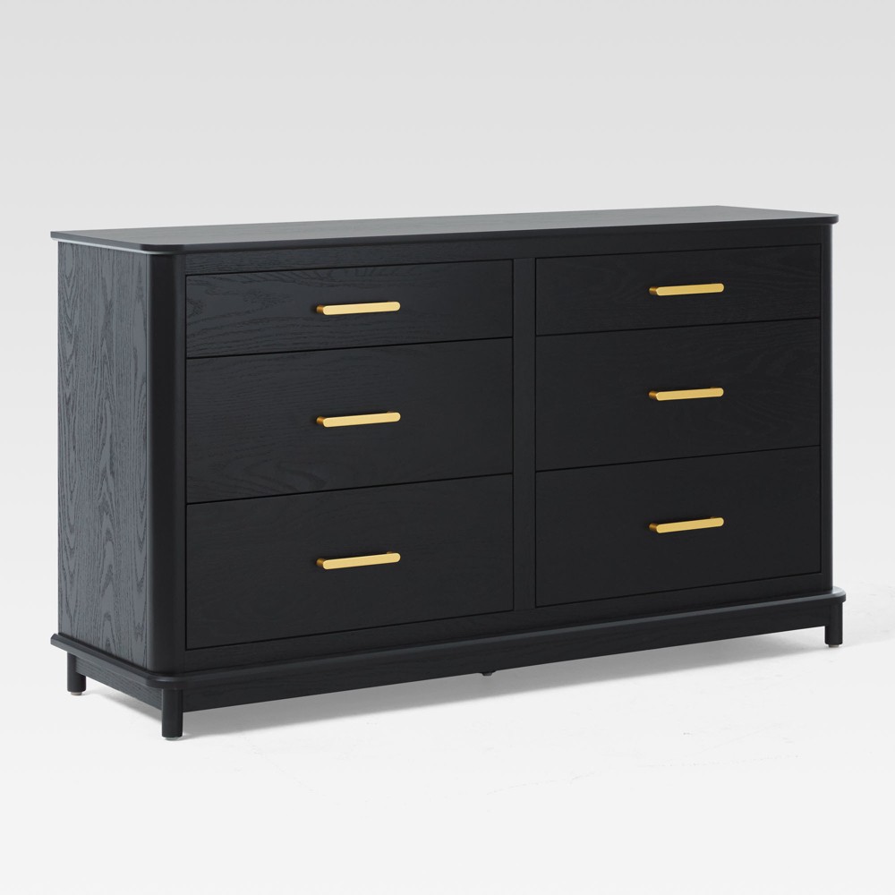 Saracina Home Contemporary 6 Drawer Solid Wood Dresser Black