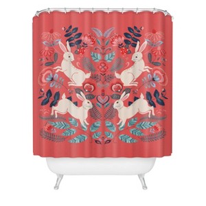 Deny Designs Pimlada Phuapradit Folk Bunnies Shower Curtain - 1 of 2