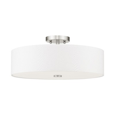 Brushed Nickel 4-Light Semi-Flush Drum Ceiling Fixture
