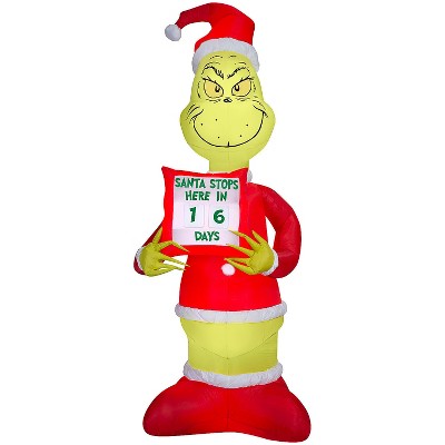 Gemmy 9 ft Airblown® Blowup Inflatable Giant Grinch Christmas Countdown Decoration Outdoor Decoration - Red