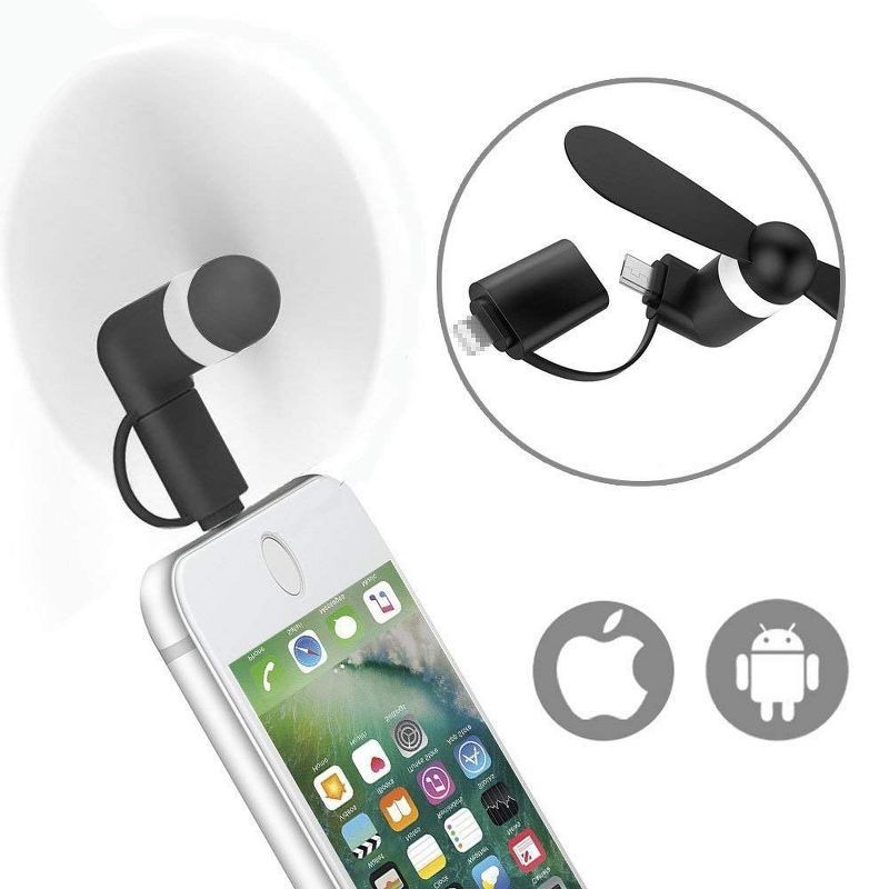 Link Portable Mini Phone/Tablet Fan Attachment Great For Travel Compatible WIth iPhone & Android - 2 Pack, 3 of 7