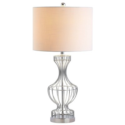 28" Metal Honore Wire Frame Table Lamp (Includes LED Light Bulb) Silver - JONATHAN Y