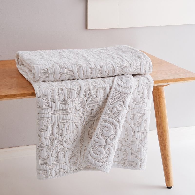 Sherbourne Taupe Stitch Quilted Throw  - Levtex Home, 3 of 5