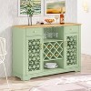 56" Wood Buffet Bar Cabinet with Wine Rack Green - Home Essentials - 2 of 4