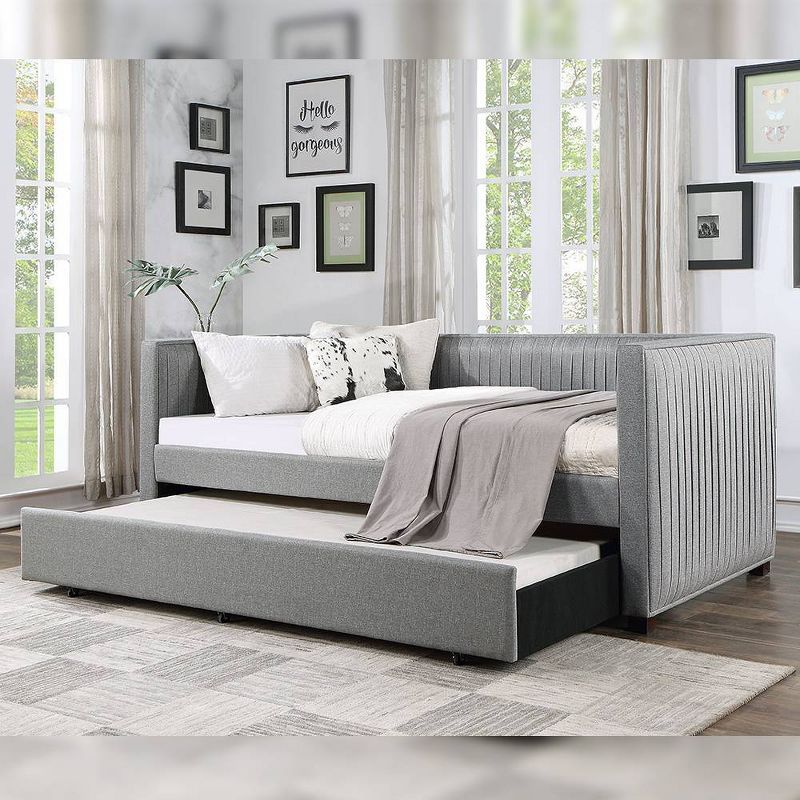 Danyl 88&#34; King Bed Gray Fabric - Acme Furniture, 1 of 7