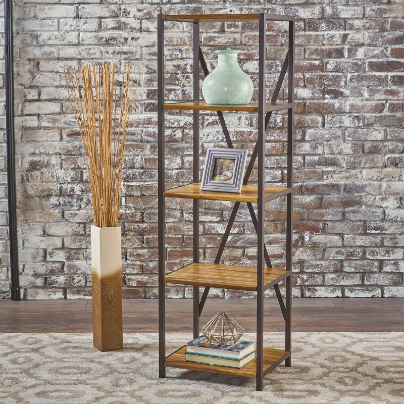 Roney 17&#34; Bookcase with Rustic Metal Finished Iron Accents - Natural - Christopher Knight Home, 3 of 6