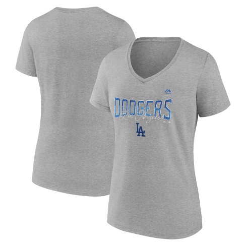Mlb Los Angeles Dodgers Women's Heather Bi-blend Ringer T-shirt