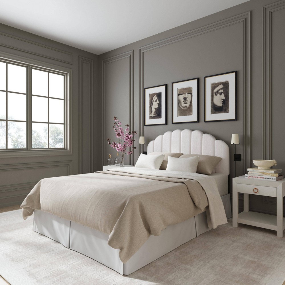 California King Emma Headboard in Luxe Velvet Titan Snow - Threshold™: Pine Frame, Vintage Design