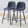 Kumasinova Techno-Fabric Counter Height Bar Stools Set of 2, Upholstered Counter Stools with Rounded Backrest & Black Metal Legs,  Bar Chair Set - 4 of 4