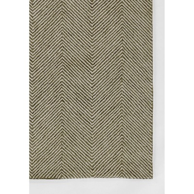 Handmade Green Herringbone Wool Tufted Area Rug 3'6" x 5'6"