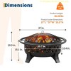 37 Inch Outdoor Fire Pit w/ Spark Screen and Stoker Tool, Portable Wood Burning Fire Pits for Camping Garden and Patio Gatherings - 3 of 4