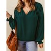Coolmee Womens Plus Size Tops Casual V Neck Smocked Long Sleeve Chiffon Blouse Flowy Work Shirts - 2 of 4