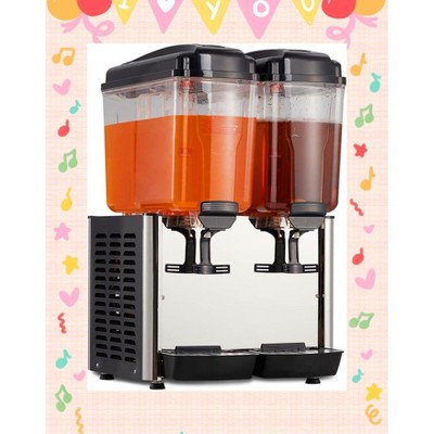 Garvee 18Lx2 Commercial Beverage Dispenser with Mixer - Food-Grade Material, Dual Tanks for High Volume, Thermostat Control