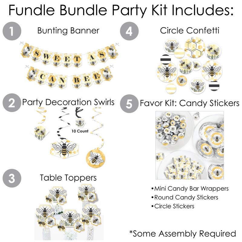Big Dot of Happiness Little Bumblebee - Bee Baby Shower or Birthday Party Supplies - Banner Decoration Kit - Fundle Bundle, 2 of 9