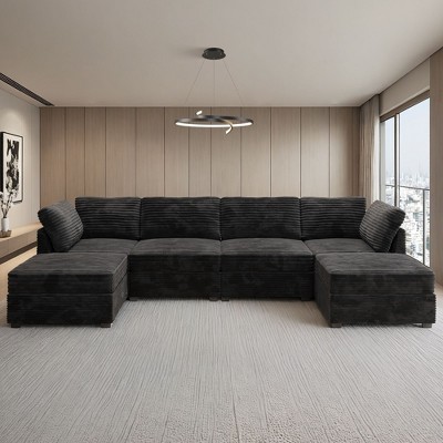 XIZZI Luxury Modular Sectional Sofa Couch, Oversized Cloud Couch for Living Room, Deep Seat Upholstered Convertible Sleeper Sofa