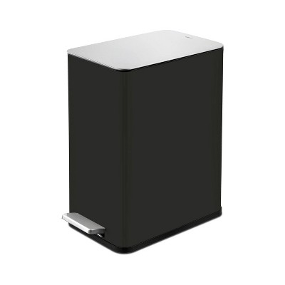 LunaLulinlk 2.6 gal Stainless Steel Step On Bathroom Trash Can, Black