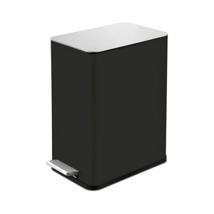 LunaLulinlk 2.6 gal Stainless Steel Step On Bathroom Trash Can, Black - 1 of 4