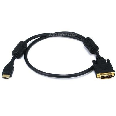 Monoprice High Speed HDMI to Adapter DVI Cable - 3 Feet - Black | 28AWG, With Ferrite Cores, 1080p Resolution, Deep Color