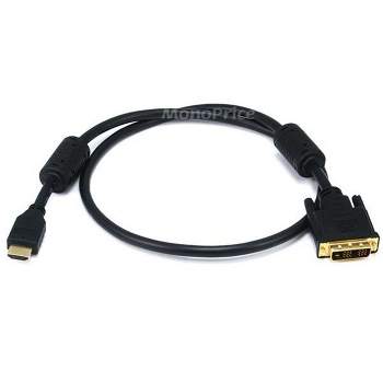 Monoprice HDMI to DVI Adapter Cable - 3 Feet - Black | High Speed, 28AWG, 1080p Resolution, Ferrite Cores, Compatible with AVCHD / PlayStation 3 and