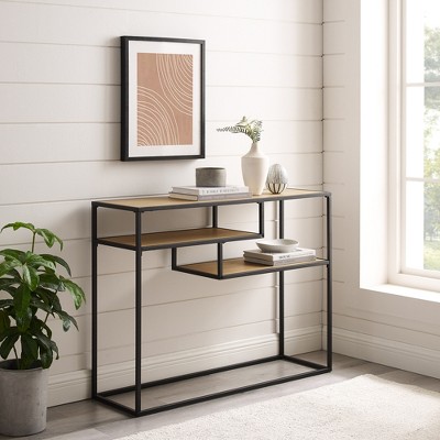 GDFStudio Minimal Joy 42" Wood and Steel Console Table with Shelves