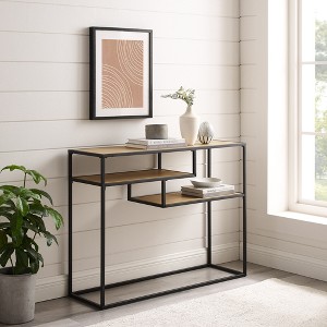 GDFStudio Minimal Joy 42" Wood and Steel Console Table with Shelves - 1 of 4