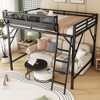 Queen Size Loft Bed with Ladder Metal Queen Loft Bed with Storage Shelves High Loft Bed for Kids Teens Black - 3 of 4