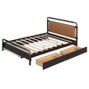 TIRAMISUBEST Queen Size Storage Platform Bed with 2 Big Drawers and Twin XL Size Trundle, Wooden Bed Frame with Upholstered Headboard - 4 of 4