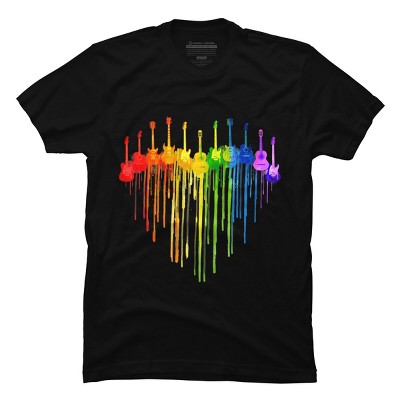 Design By Humans Guitar Heart Music Pride By ToruSanogawa T-Shirt - Black - Medium
