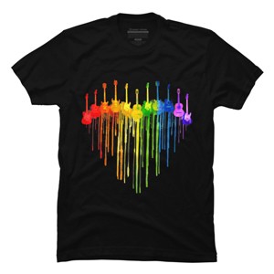 Design By Humans Guitar Heart Music Pride By ToruSanogawa T-Shirt - Black - Medium - 1 of 2