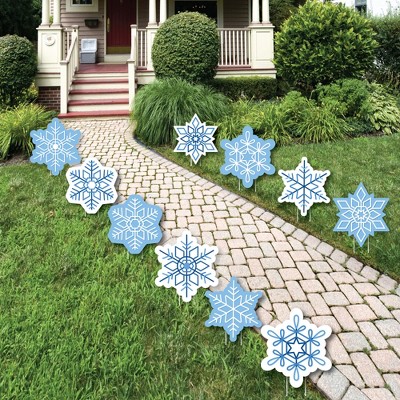 Big Dot of Happiness Blue Snowflakes - Lawn Decorations - Outdoor Winter Holiday Party Yard Decorations - 10 Piece