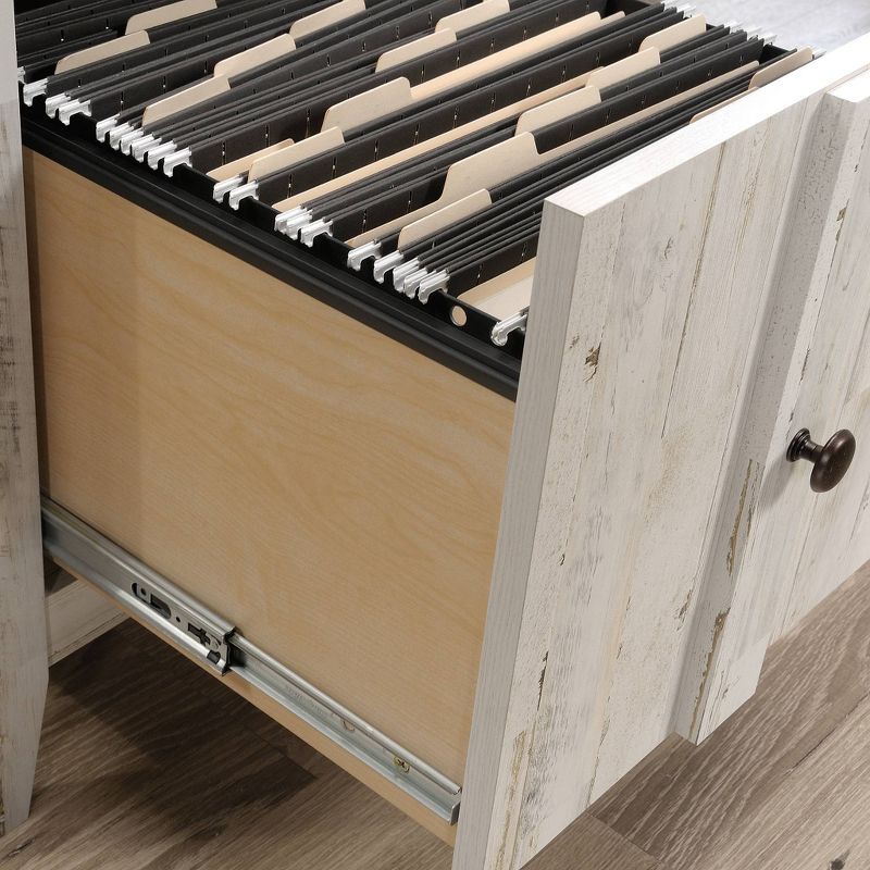 Dakota PassL-Shaped Desk White Plank - Sauder: Farmhouse Style, File Drawer, Cord Management, Easy Assembly, 4 of 5