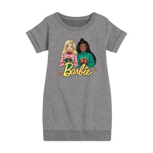 Barbie Winter Holidays Graphic Short Sleeve Fleece Dress - Heather Grey - 3T - 1 of 3