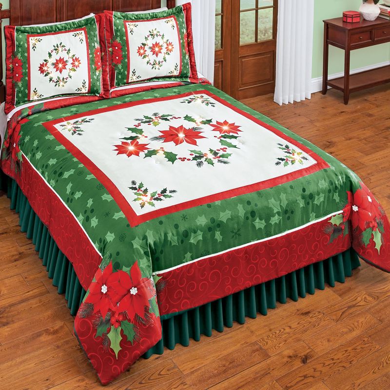 Collections Etc Lighted Poinsettia Comforter, 2 of 4
